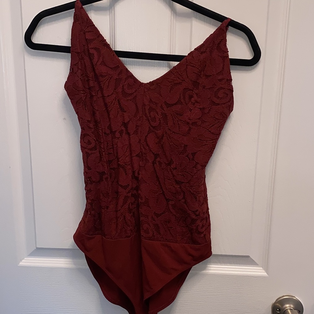 Express Maroon Lace Body Suit
